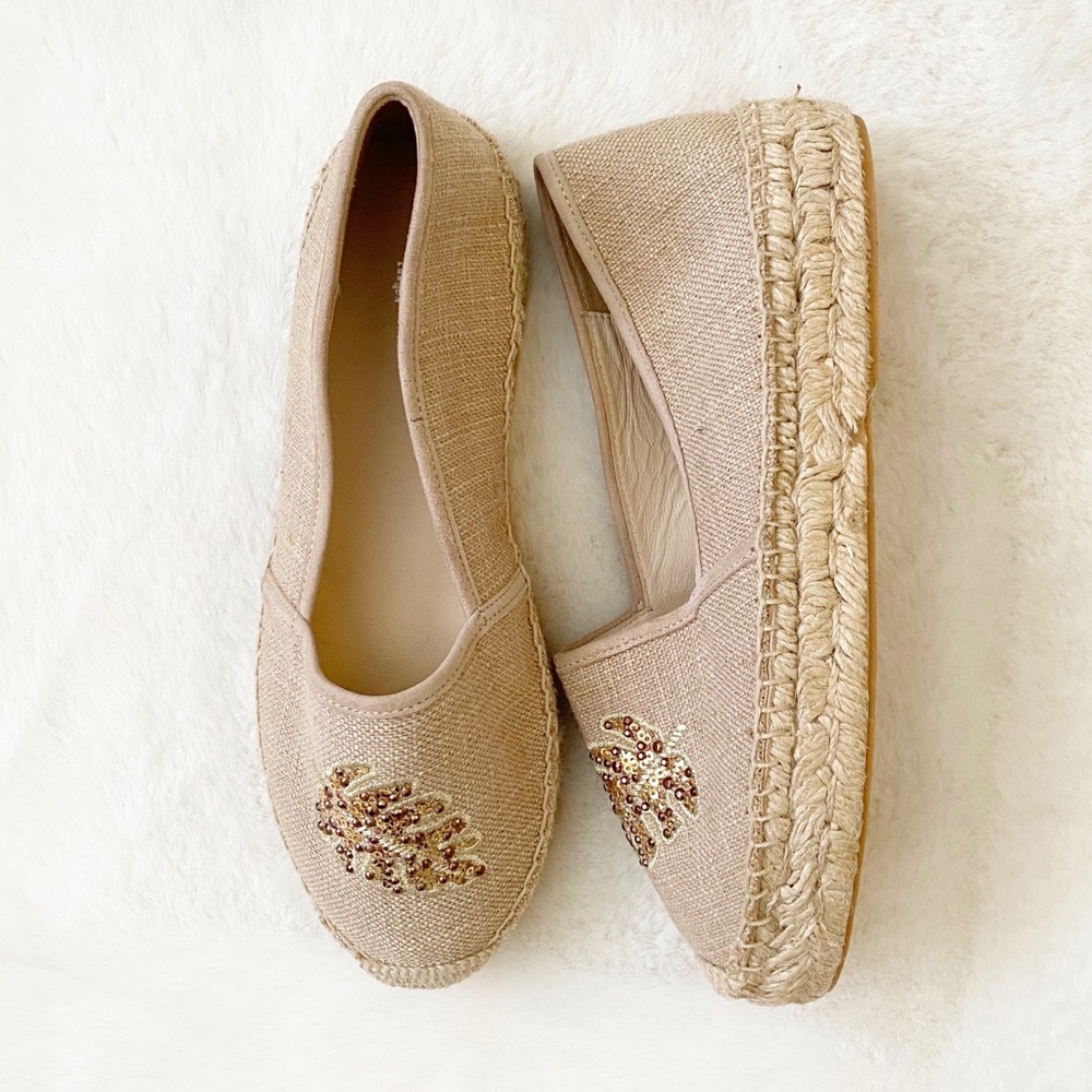 White Company Canvas Palm Leaf Espadrilles 9.5